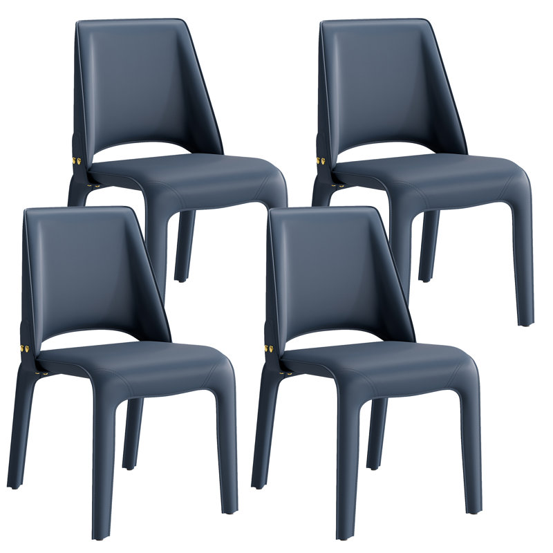 Vannes Vegan Leather Dining Chair, Blue, 4, No Assembly Needed