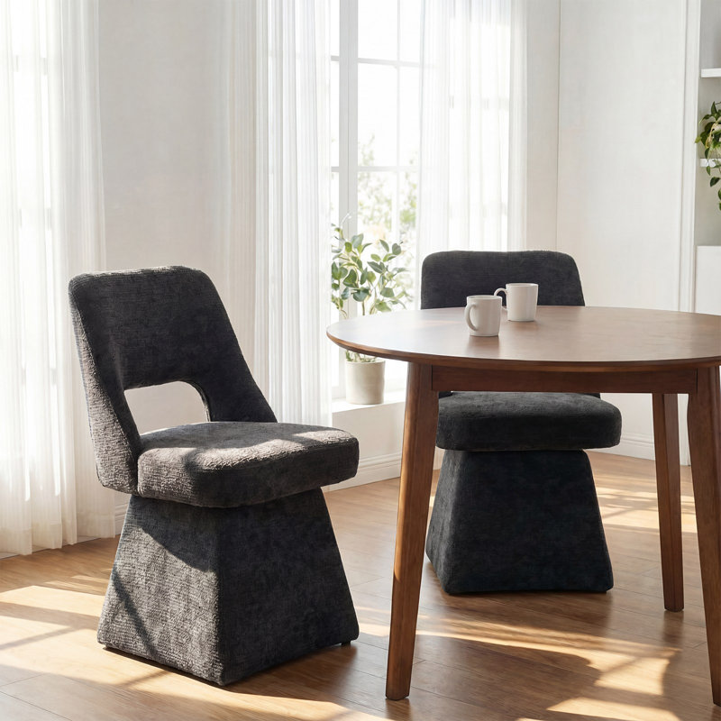 Upholstered Swivel Dining Chair, Black
