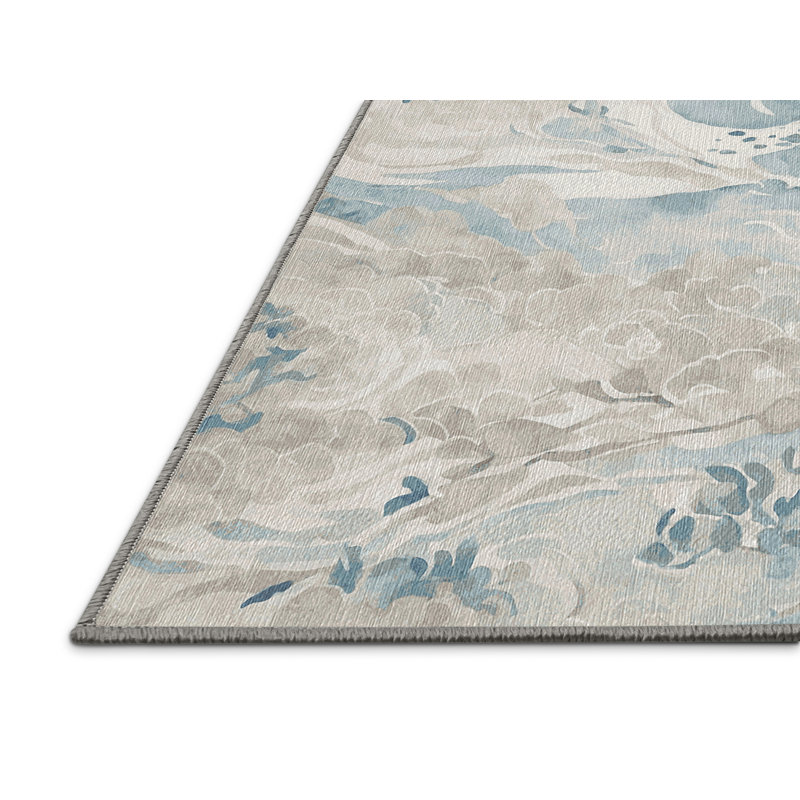 Tapis gris lavable à la machine, Carré 5 pi