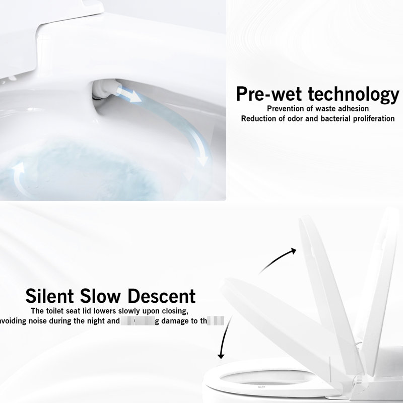 Ceramic Smart Toilet With Self-Cleaning Nozzle, Heated Seat, Night , Knob Flush, Remote Control, Silent Slow Down, Soft Close, Auto 3 Heat Options, White Control Temperature Choices,