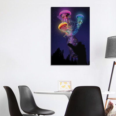 Jellyfish Out Of A Jar by David Loblaw - Wrapped Canvas Print