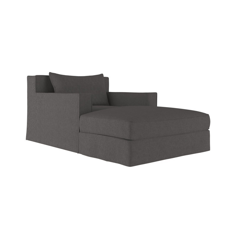 Chaise longue Mulberry, Ébène, Cuir rétro blanc