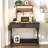 39.4" Mobile Computer Desk Industrial-Style Gaming Desk Rolling Home Office Table with Power Strip and LED Lights-939972411