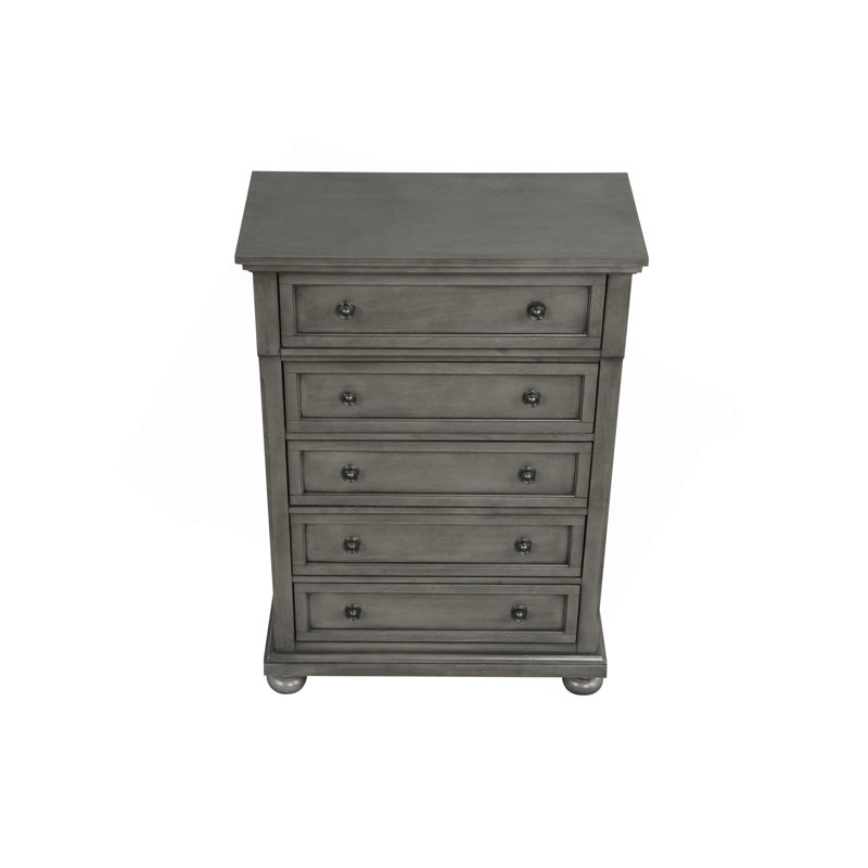 Commode verticale avec boutons décoratifs et pieds en oignon, Gris