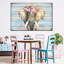 Éléphant, couronne florale sur toile-1390334406