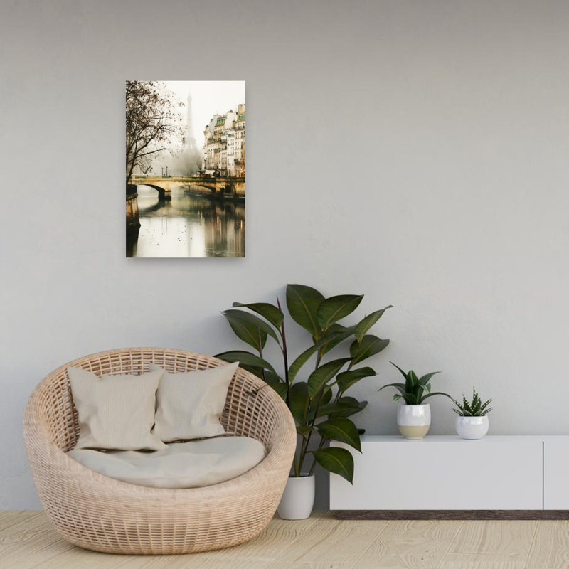 «Misty Paris Eiffel Tower Classic Dreamy Romantic Architecture City», art mural, 24" H x 16" W