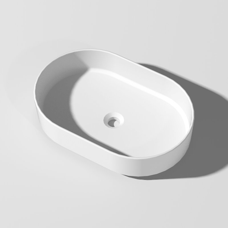 Fslefay 23'' White Solid Surface Bathroom Countertop Sink