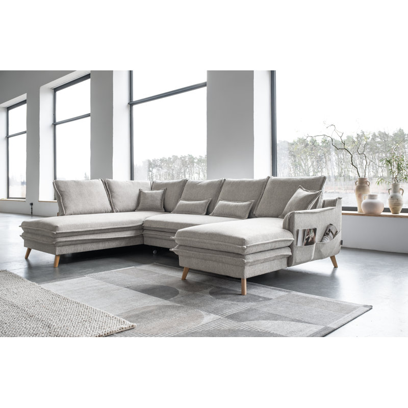 Charming Charlie Limited 8 Seater Sofa Bed, Left facing, Sand Grey