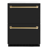 ZLINE Autograph Edition 24 In. Touchstone Refrigerator Drawer in Black Matte and Gold