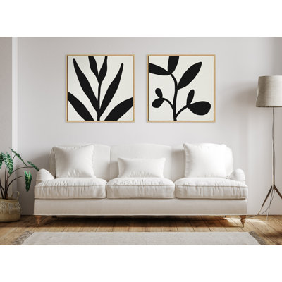 Modern Botanical Neutral Abstract 2 by The Creative Bunch Studio Framed Canvas Wall Art Print