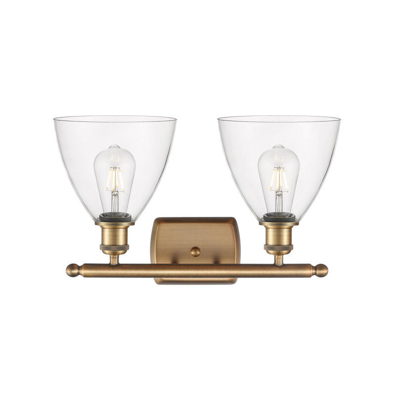 Éclairage pour meuble-lavabo 2 lumières Shauna, Incandescent, Transparent, Laiton brossé
