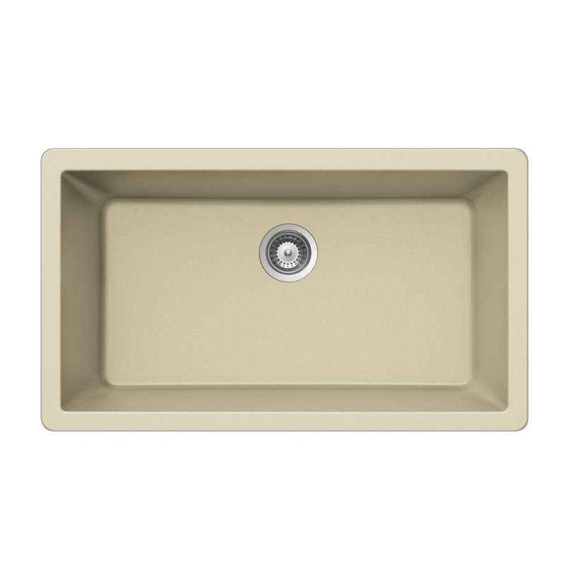 Houzer Quartztone 33 inch Granite Composite Undermount Single Bowl Kitchen Sink, Sand