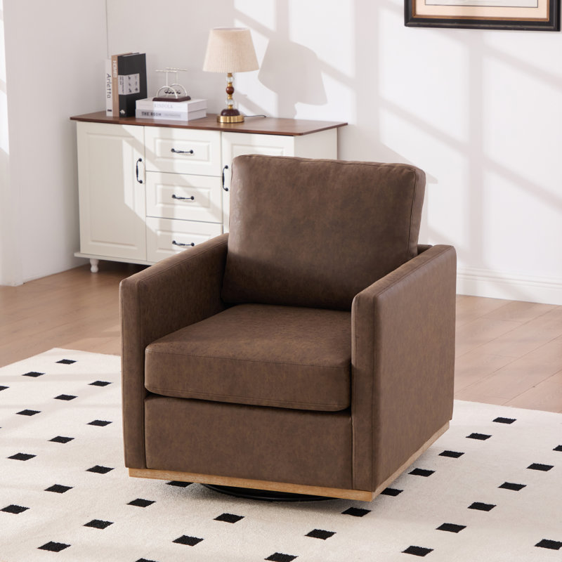 Fauteuil large pivotant rembourré, Café
