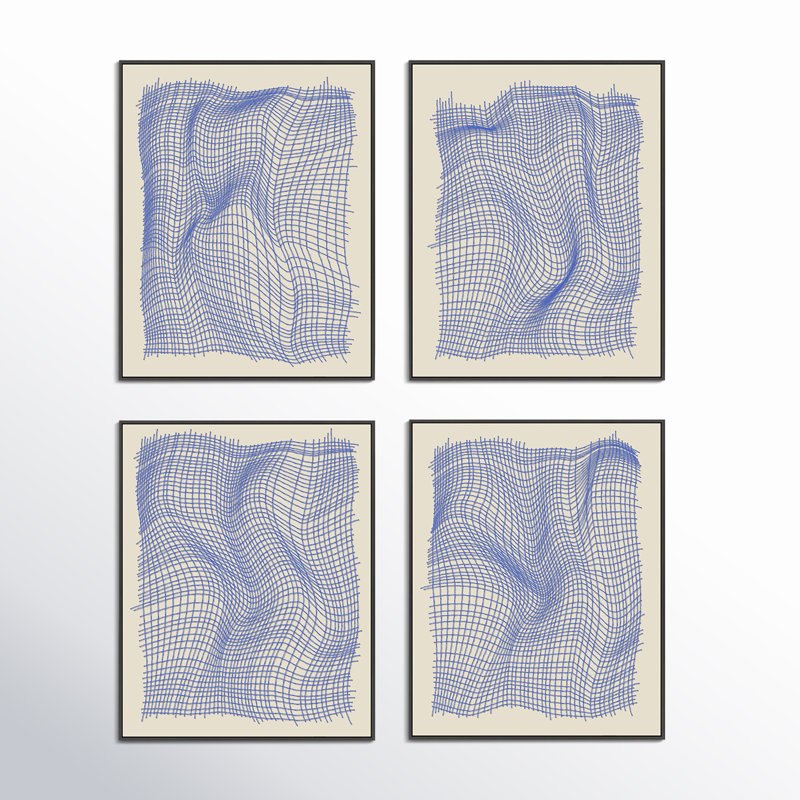 Netting Print by Jacques Pilon, Black Single Structure Framed Canvas, 38" H x 120" W x 1.25" D