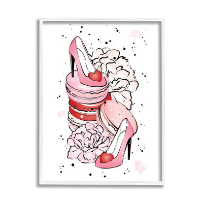«Pink Glam Heart Heels Macarons», art de la giclée par Martina Pavlova