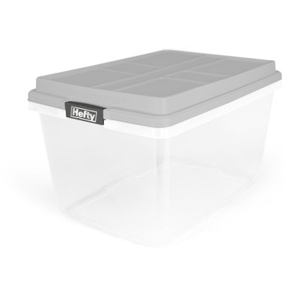 Hefty Hi-RISE 72 pte, paquet de 6 bacs de rangement en plastique avec couvercles