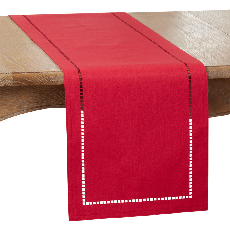 Neith Polyester Rectangle Table Runner, 54" x 14", Red