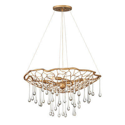 Laguna 4-Light Modern Chandelier with Glass Water Droplets by Lisa McDennon