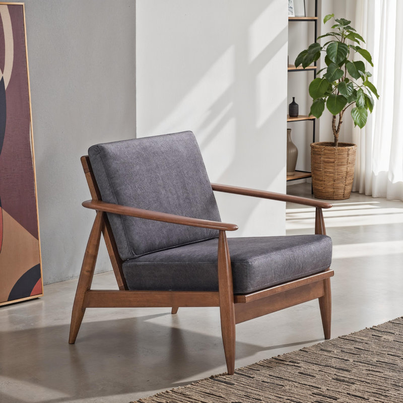 Fauteuil d'appoint en tissu et finition Lide, Tissu gris