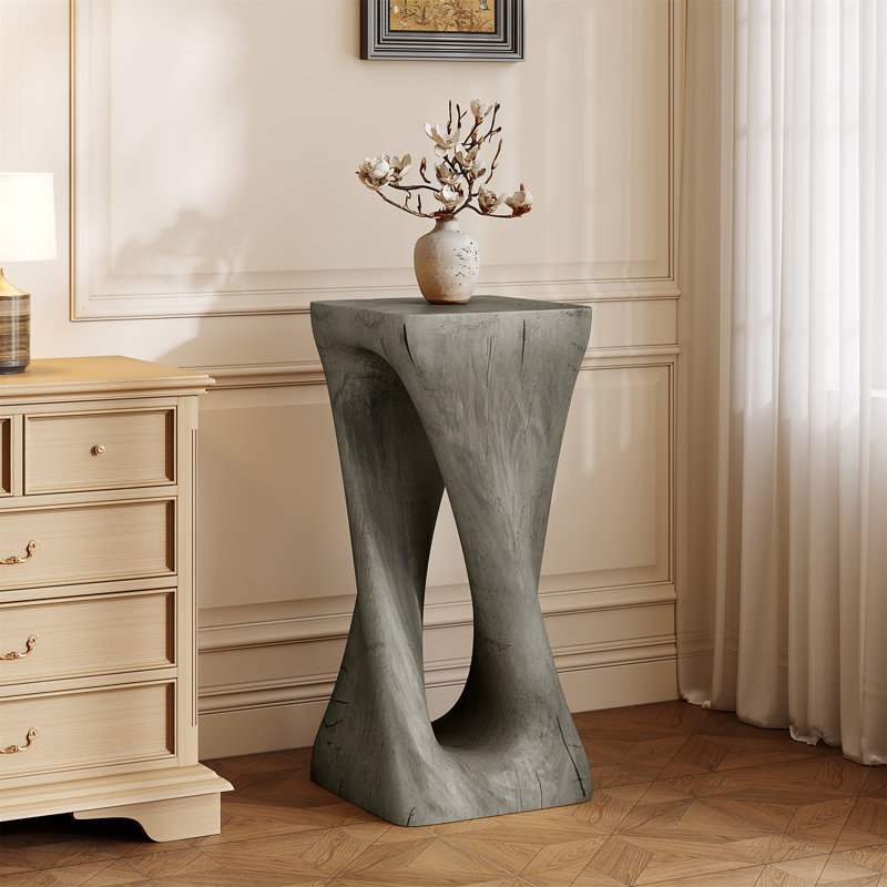Table d'appoint Esdert MGO Twist Shape, Gris, H 26,8 po x l 12,5 po x P 12,5 po