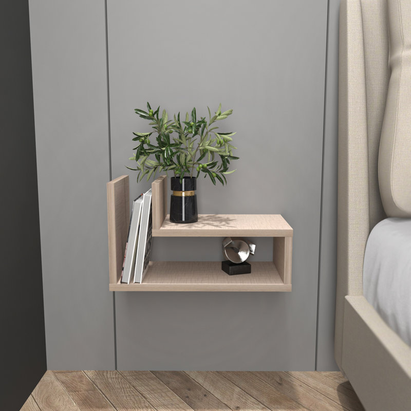 Renninger 45cm W Manufactured Wood Bedside Table, Cotton Beige
