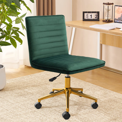 Chaise de bureau moderne en velours, fauteuil de bureau pivotant sans accoudoir pour bureau à domicile