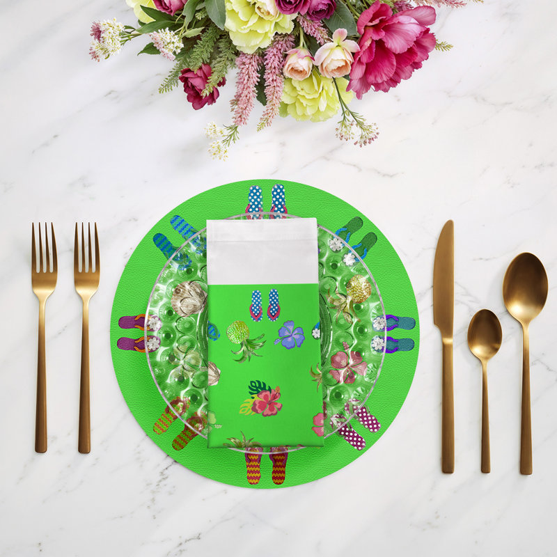 Winter In Florida Cotton Sateen Dinner Napkins, Bright Green
