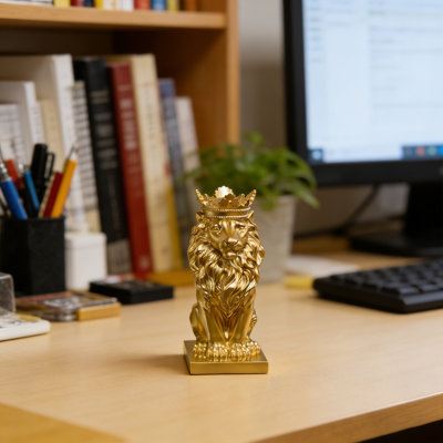Lion Statue Collectible Crown Standing Lion Statue Home Decor, Suitable For Desktop Display, Home Gift