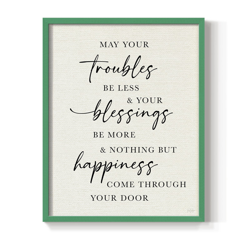 Less Troubles Framed Print - Solid Wood, Green, 11" H x 9" W