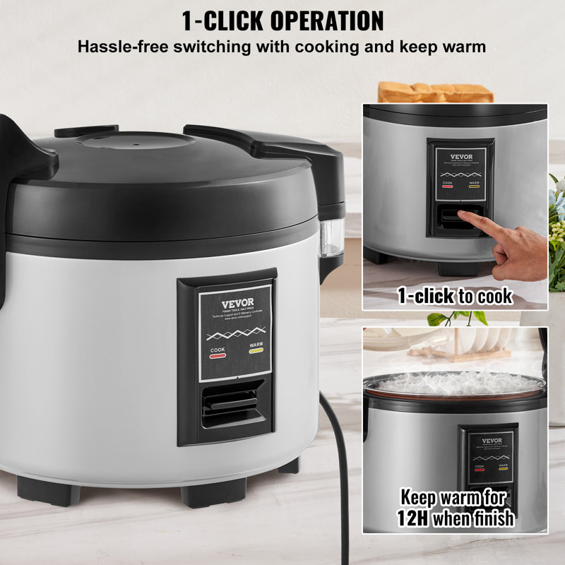 VEVOR 60-Cup Electric Commercial Non-Stick Rice Cooker with Steamer