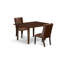 L'ensemble de table de cuisine 3 pièces comprend une table de salle à manger rectangulaire avec des feuilles papillon et 2 chaises parsons en simili cuir brun, 36 x 54 pouces, acajou-109972832-109972833