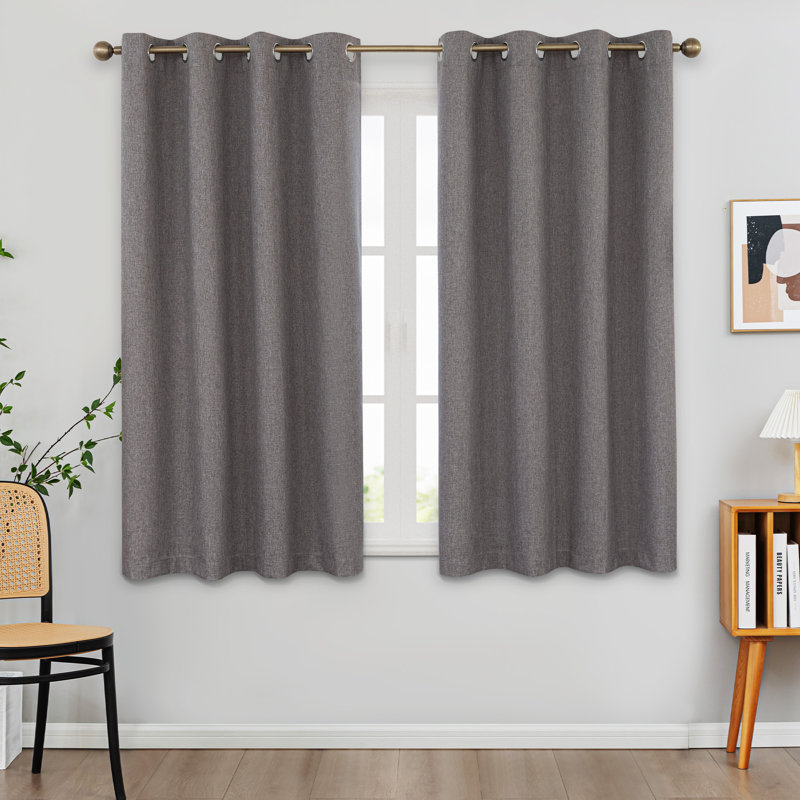 100% Blackout Thermal Insulated Polyester Curtain Pair, Dark Gray, 52" W x 63" L