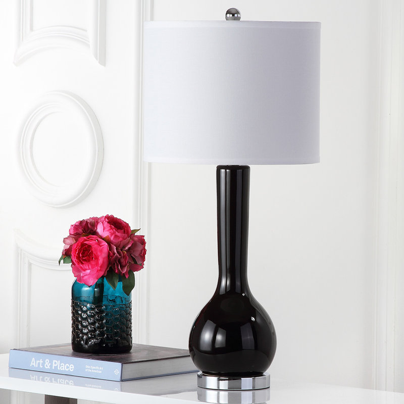 Amoure Ceramic Table Lamp, Black