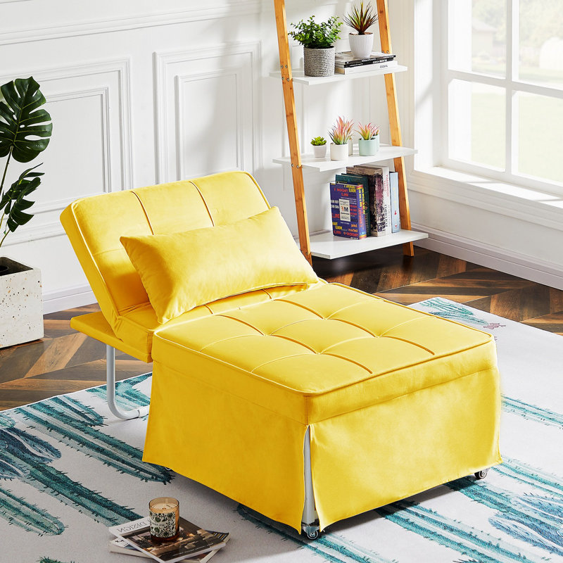 Canapé-lit sans accoudoirs en velours 27,6 po Meldia, Velours jaune