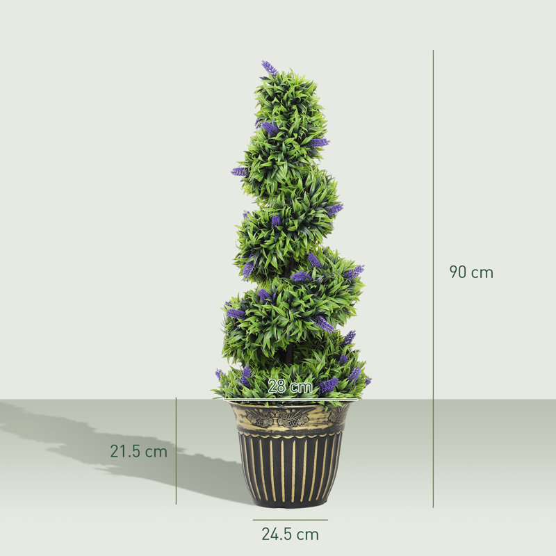 90cm Faux Lavender Plant in Cement Pot