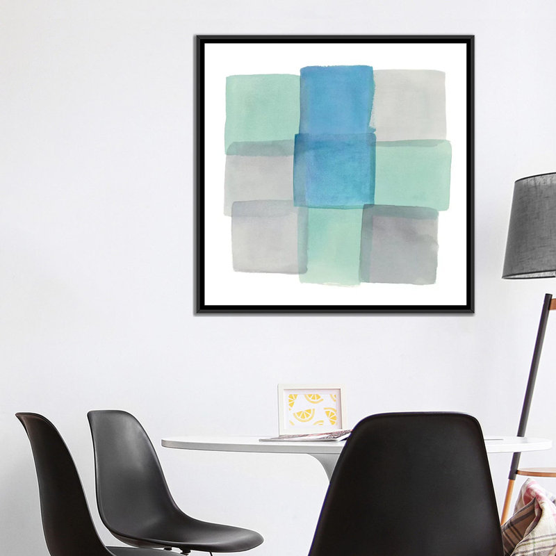 " Overlap I " by Mike Schick, 18" H x 18" W x 1.5" D, Black Framed Canvas, No Mat