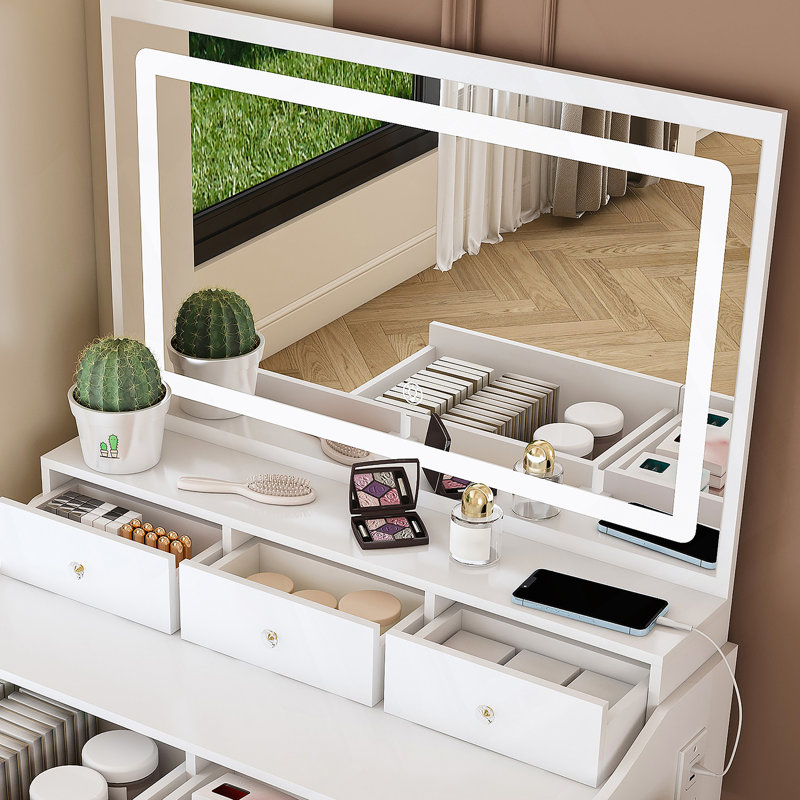 Ensemble de meuble-lavabo avec miroir et miroir, Blanc