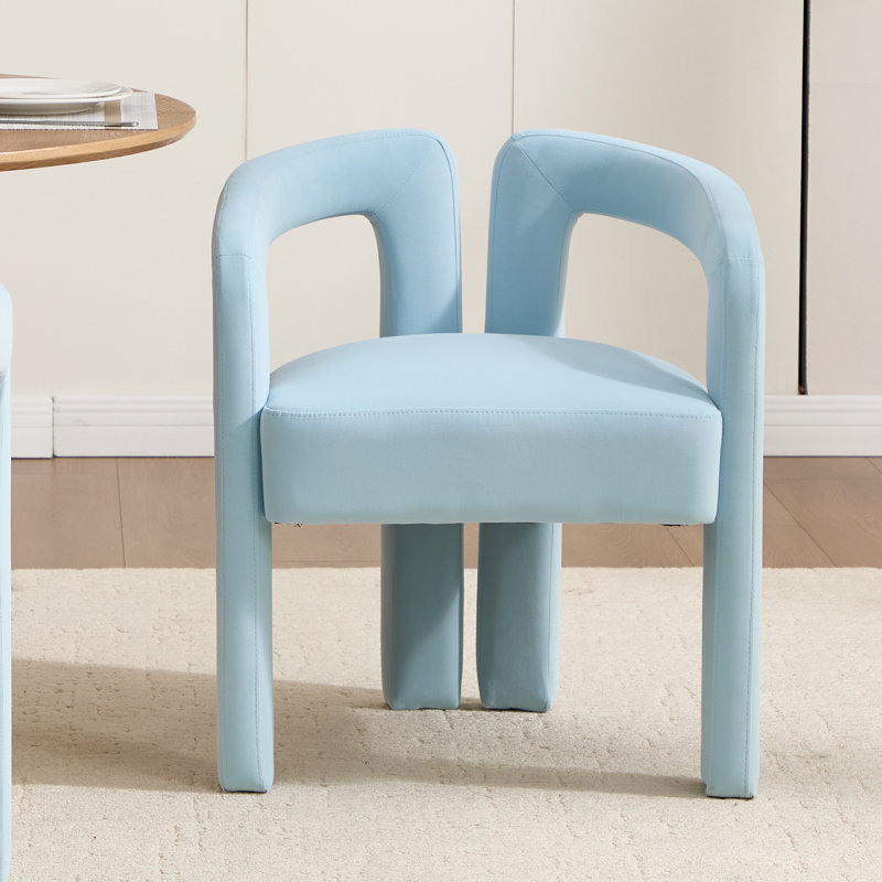 Modern Velvet Dining Chair Set (1 piece), a mid-century modern-style upholstered chair with curved backrest and armrests, 1