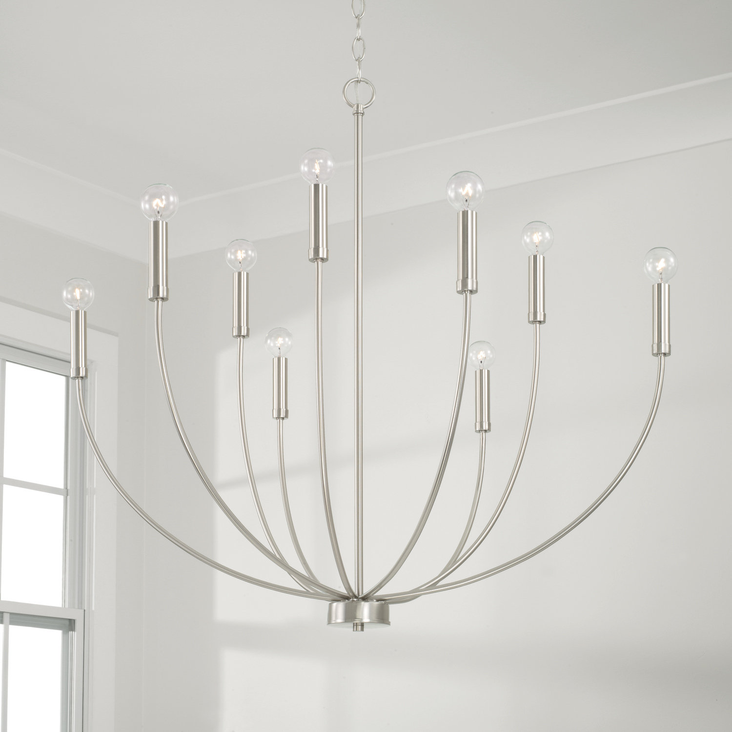 Ansley Dimmable Classic / Traditional Chandelier, Brushed Nickel, 9 Lights
