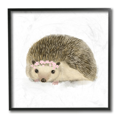 Mignon, couronne de fleurs hérisson hérisson animal de la forêt