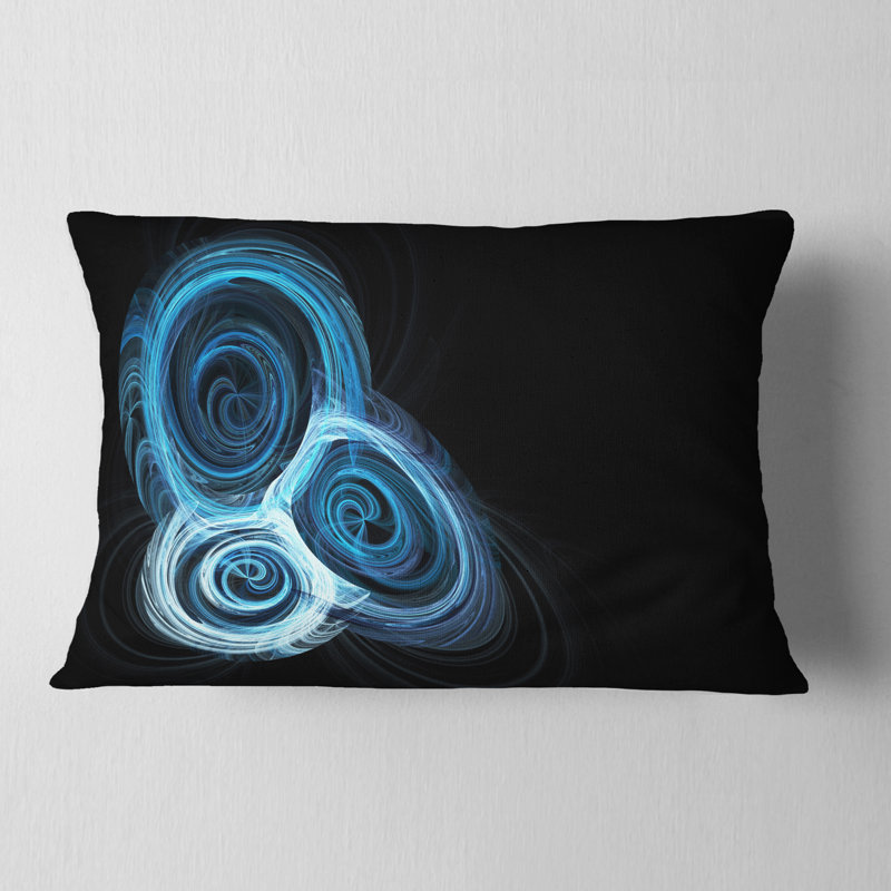 Blue Spiral Nebula on Black - Abstract Printed Pillow