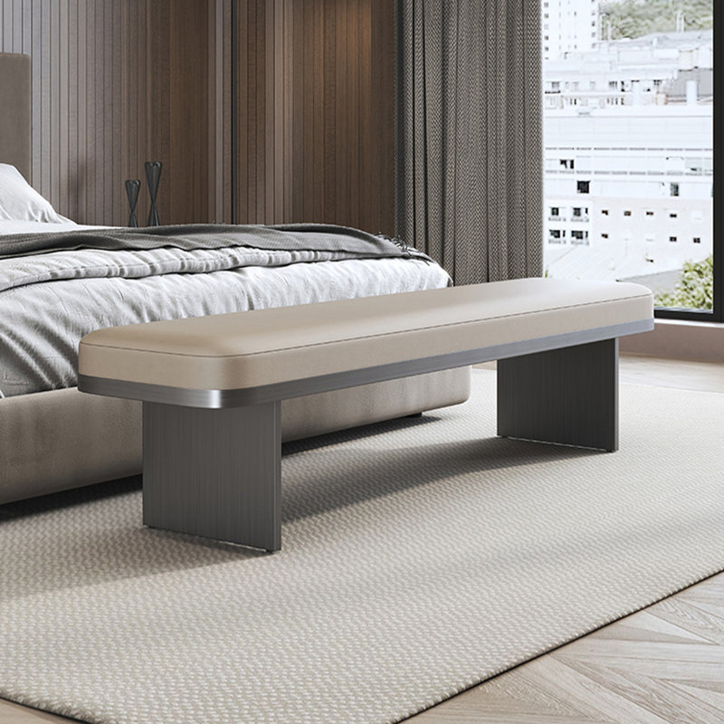 Banc rembourré en similicuir, 17.72"H x 47.24"W x 15.75"D