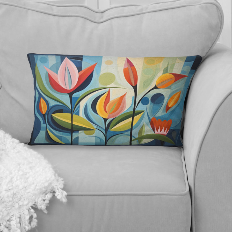 Green Mid Century Mod Nature II - Abstract Midcentury Printed Throw Pillow