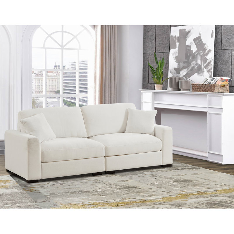 Ahaana Upholstered 91'' Sofa, White Polyester Blend