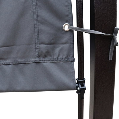 Housse de remplacement pour auvent pour pergola extérieure incurvée 12 x 9 pi - gris. Fabriqué avec une protection, une imperméabilité et une résistance à la décoloration. Abat-jours latéraux rétractables pour pare-soleil réglable. Simple à assembler.