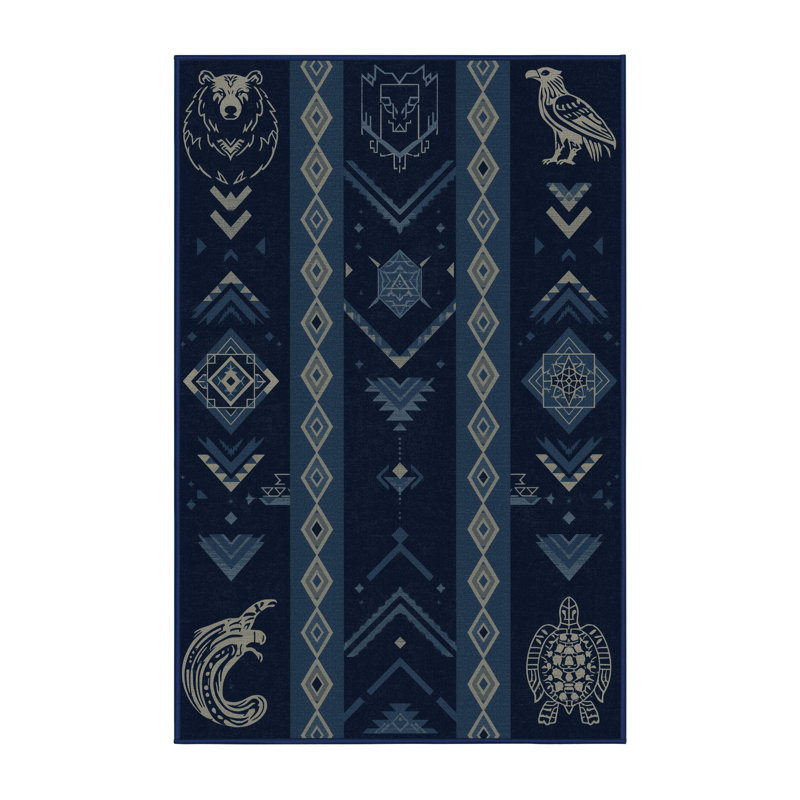 Tapis bleu lavable à la machine d'inspiration mondiale Northville, 5x7