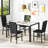 5-Piece Dining Room Table Set, Faux Marble Kitchen Table And Chairs Set with 4 Upholstered Chair for Kitchen, Dining Room, Cafe-1687215434