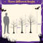 3 arbres avec lumières mauves - arbres artificiels noirs de 4 pi, 5 pi et 6 pi pour des vitrines créatives, pièce de système de branche articulée éclairée Spooky Glow, décor de maison hantée, vinyle ignifuge