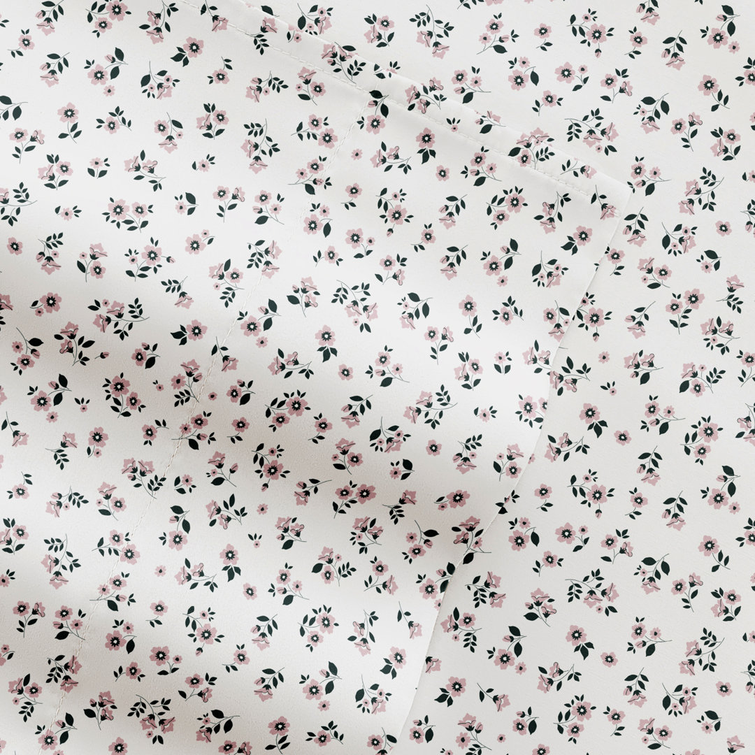 4 Piece Sheet Set Patterned Microfiber Ultra Soft Bedding in Floral Dream IEnjoy Home 