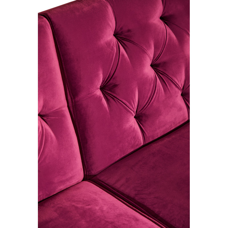 87.8'' Velvet Sofa, Wine Red Velvet